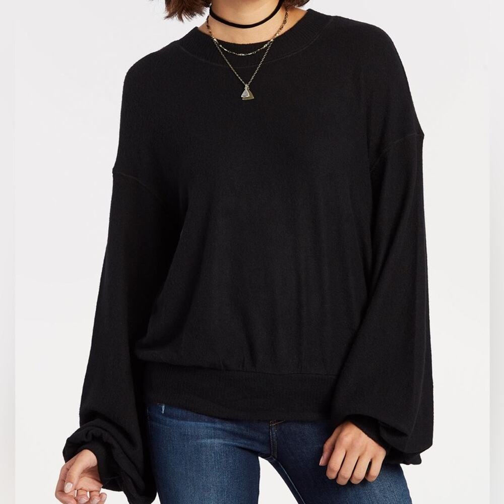 Free People Beach TGIF Black Super Soft Pullover Sweater Size XS